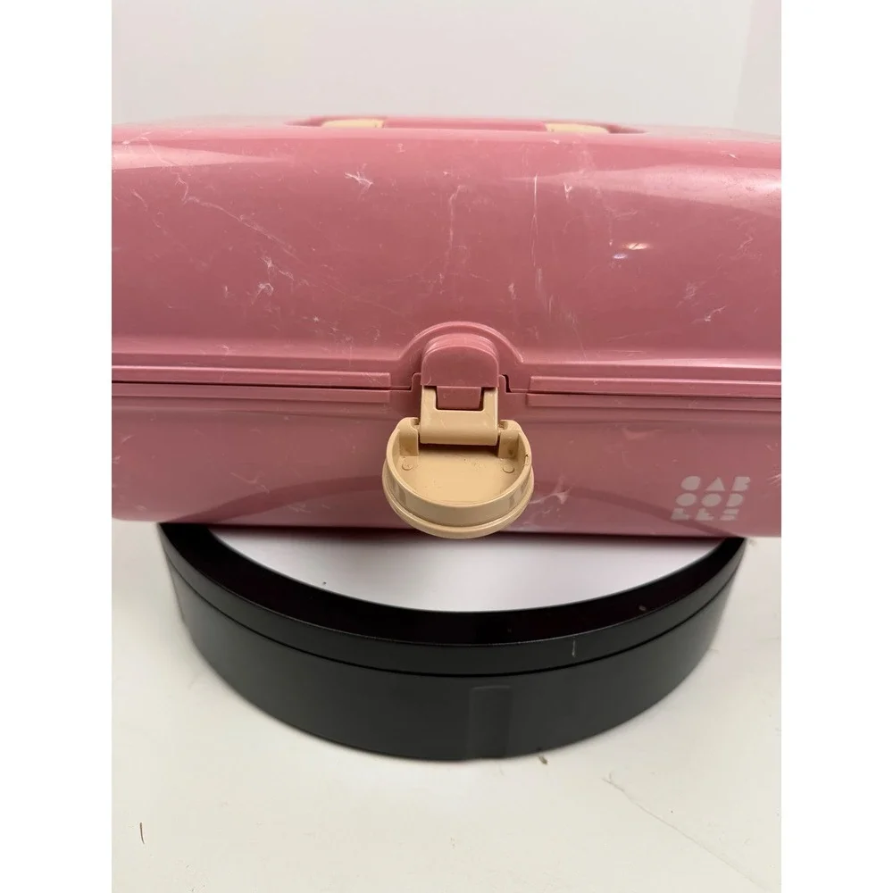 Caboodles On-The-Go Girl Makeup Organizer Case Pink Marble Mirror Vintage Style